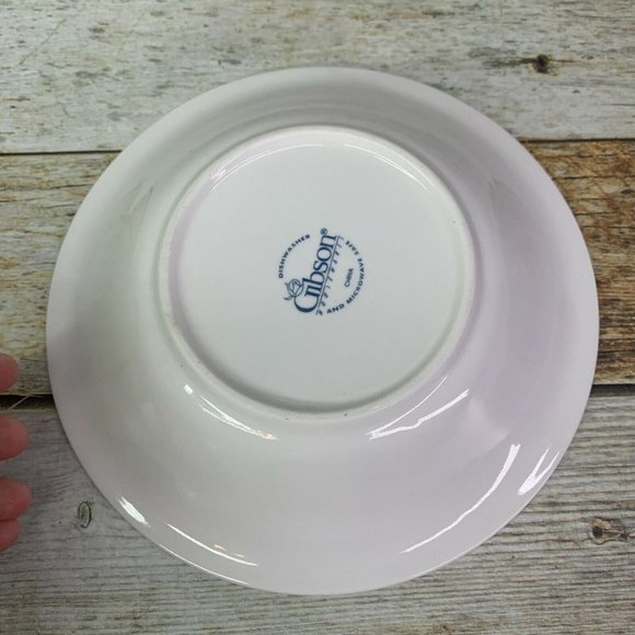 Gibson FOUR SEASONS All White Embossed Fruit Floral Rim Coupe Soup Bowl Set of 4 - Picture 7 of 16